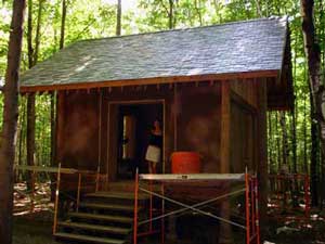 Natural Building Colloquium, Bath, New York, slate roof installation